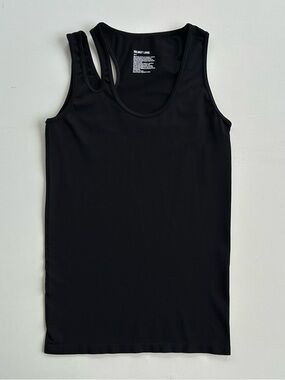 Helmut Lang Cut Out Tank Top Seamless Shirt Stretch Black Womens Size XS - Small